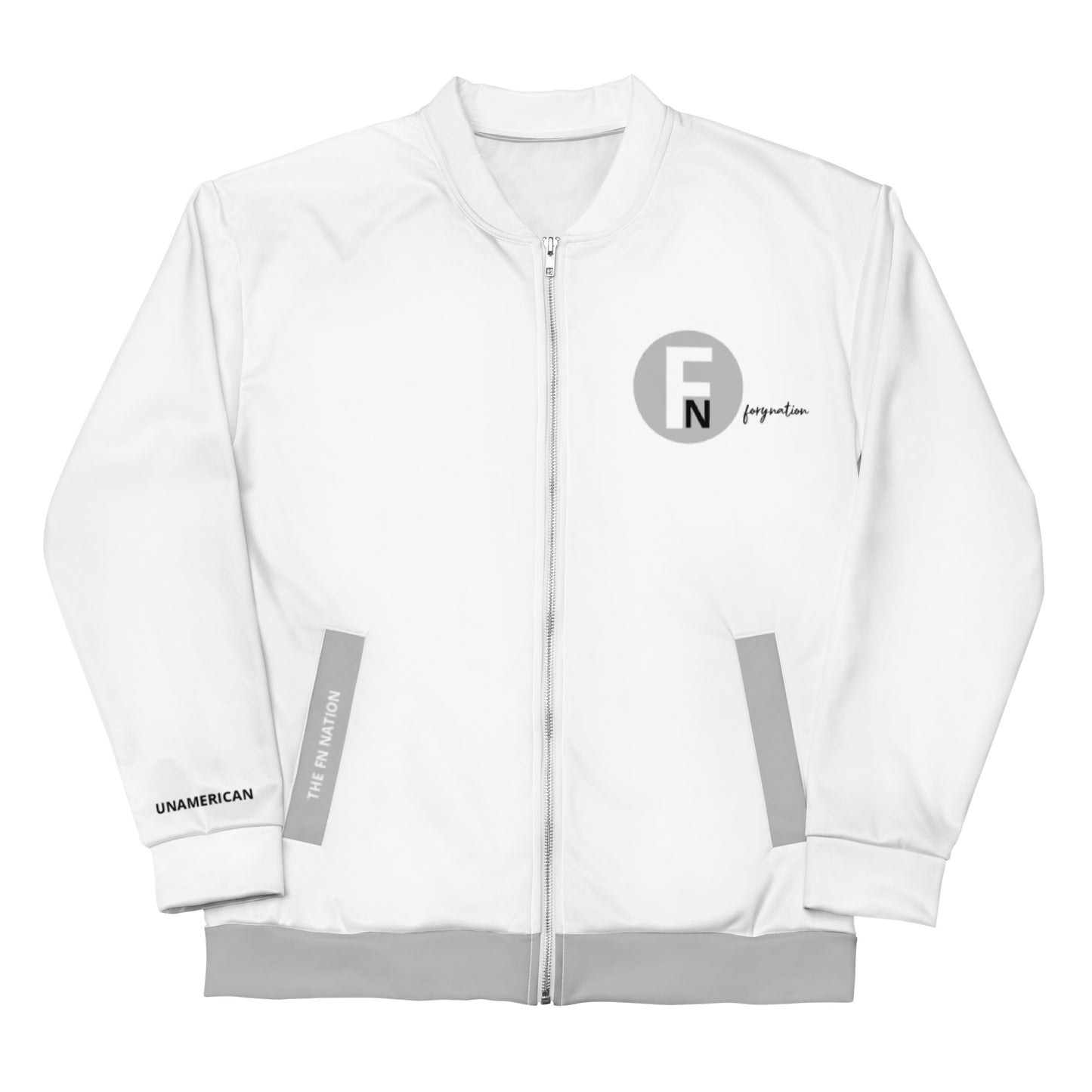 FN UNAMERICAN UNISEX: LAX Bomber Jacket (white/silver)