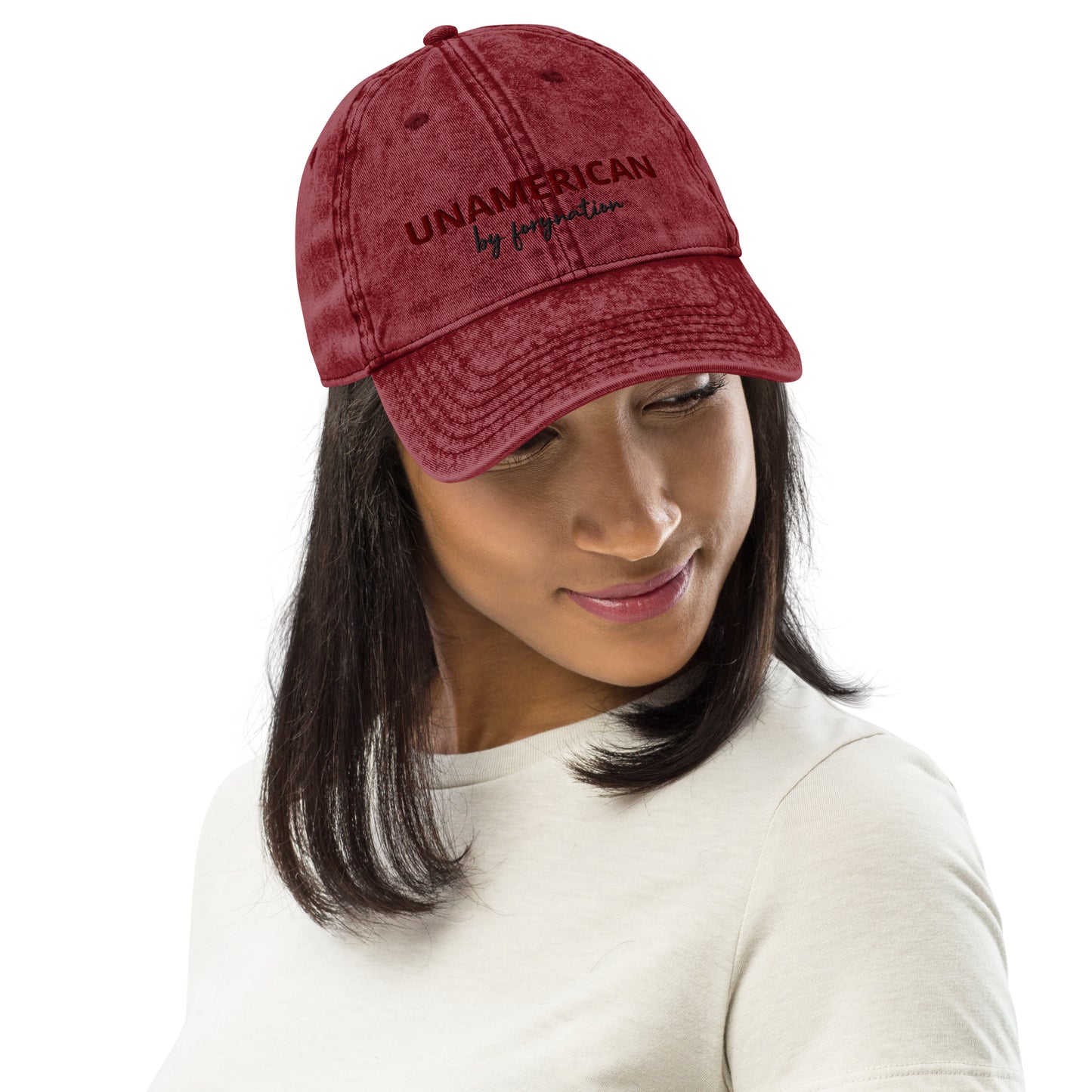 FN UNAMERICAN UNISEX: Vintage Denim Dad Hat (maroon)