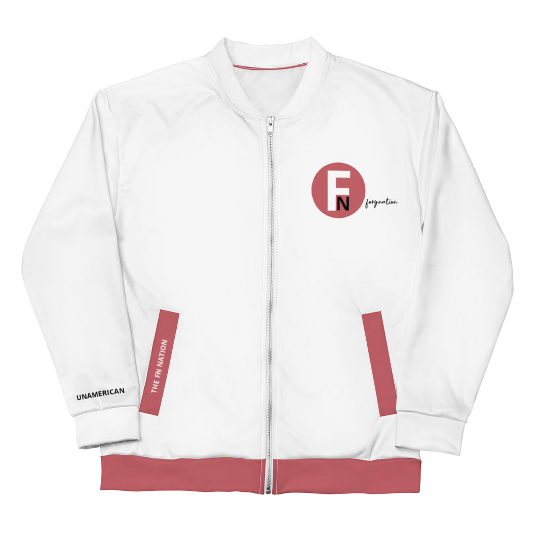 FN UNAMERICAN UNISEX: Signature Bomber Jacket (white/mandy)