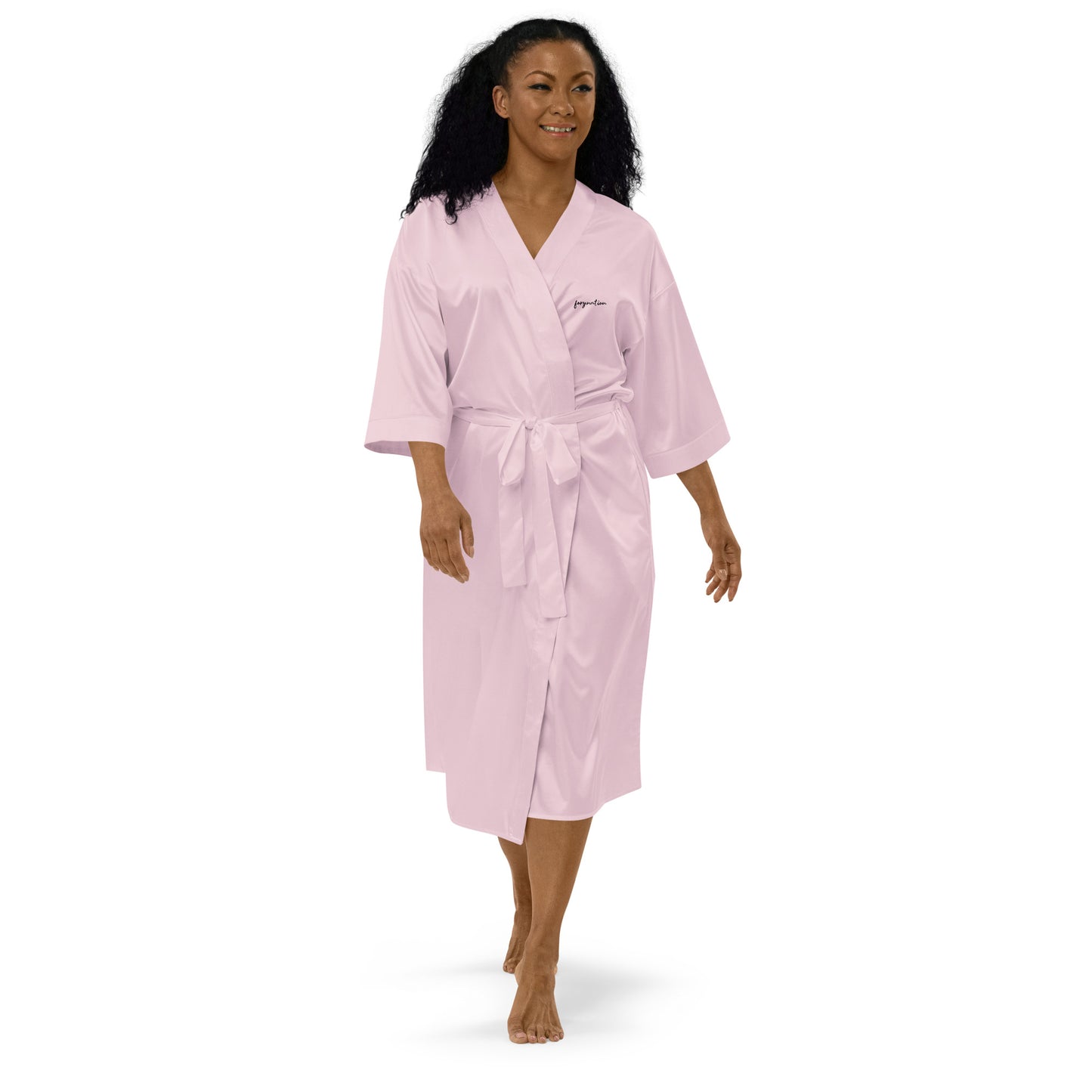 FN SLEEPWEAR WOMEN'S: Signature Satin Robe (light pink) embroidered