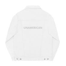 Load image into Gallery viewer, FORYNATION- UNAMERICAN UNISEX WHITE DENIM JACKET
