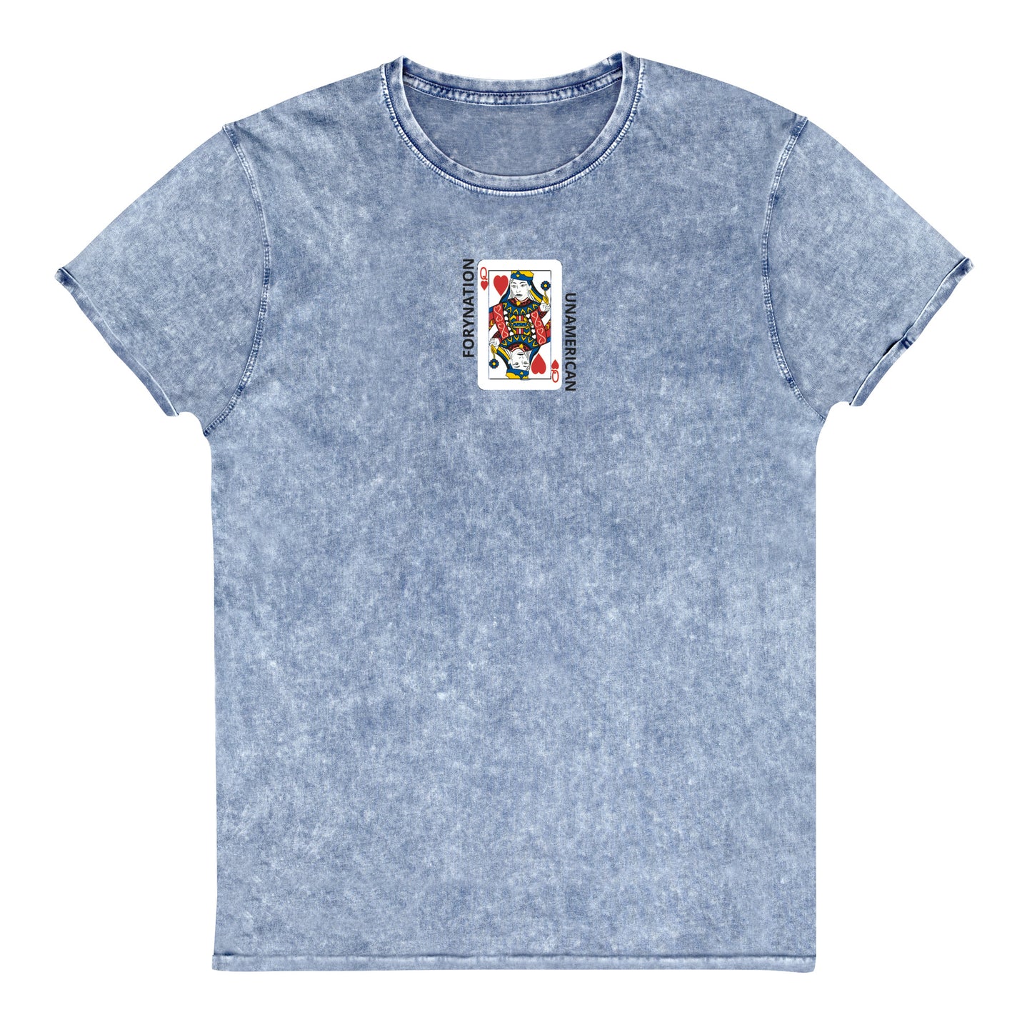 FN UNAMERICAN UNISEX: Queen Of Hearts Denim T-Shirt (embroidered)