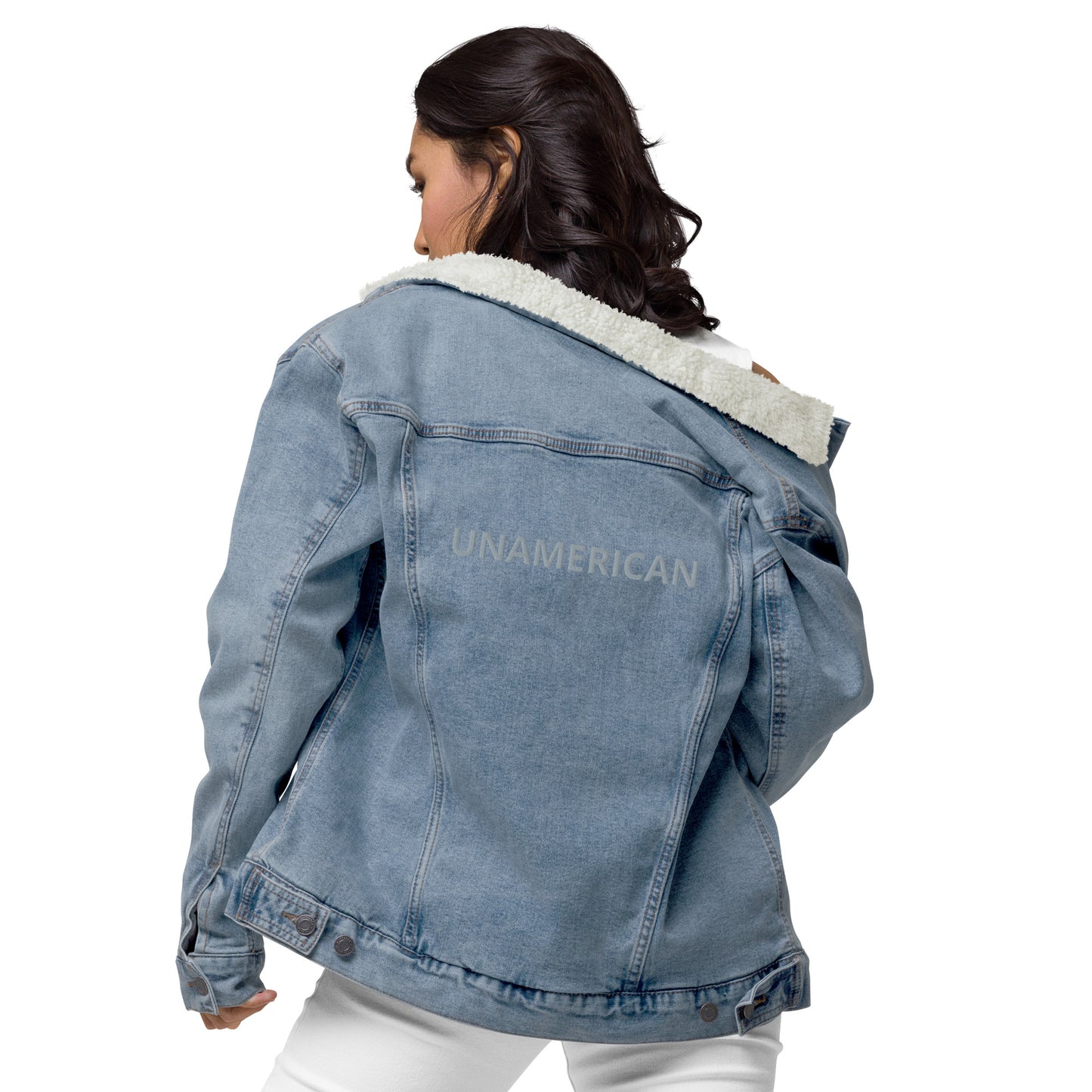 FN UNAMERICAN UNISEX: Denim Sherpa Jacket (light denim)