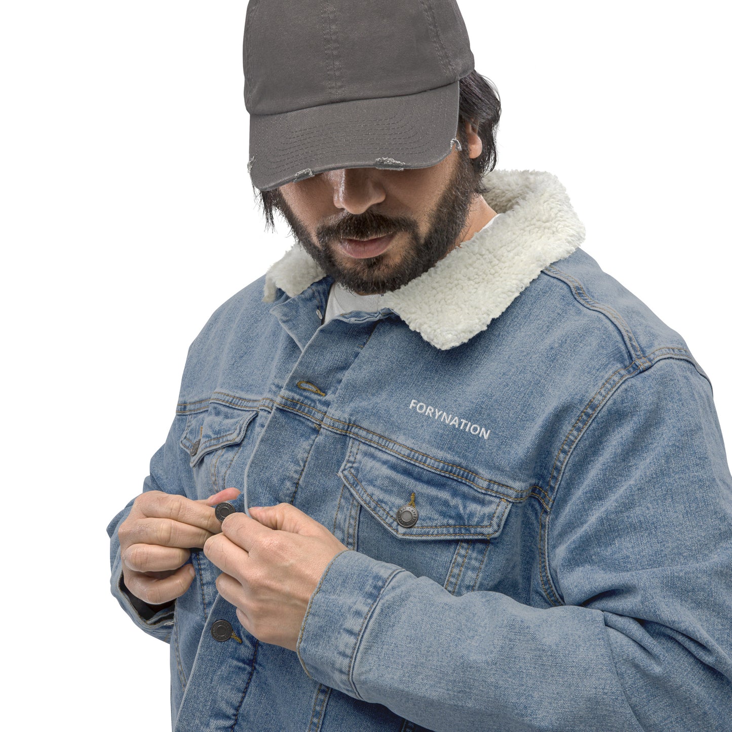 FN UNAMERICAN UNISEX: Denim Sherpa Jacket (light denim)