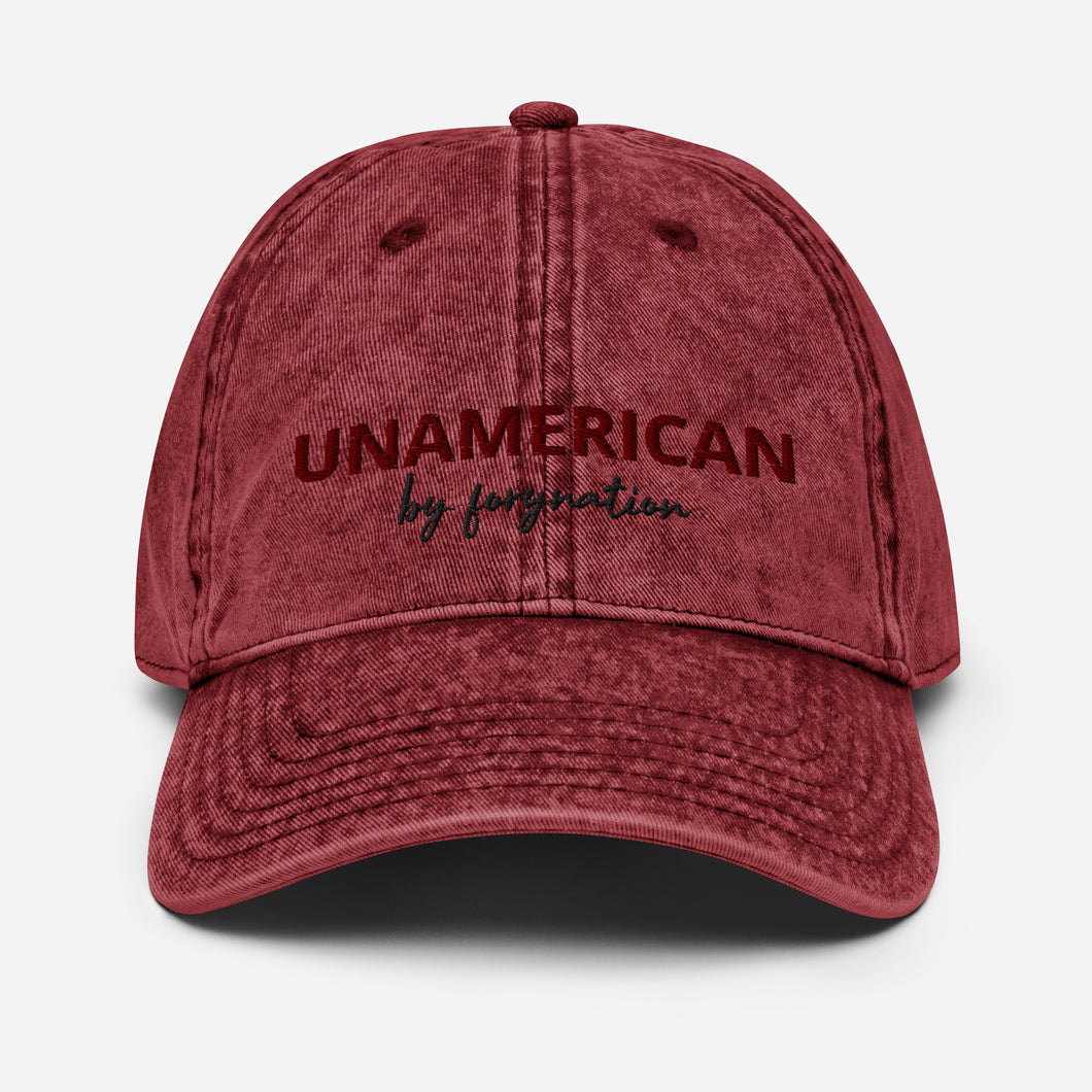 FORYNATION- UNAMERICAN MAROON VINTAGE DENIM DAD HAT